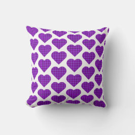 Almofada Heart Shaped Plaid Purple Pink Black
