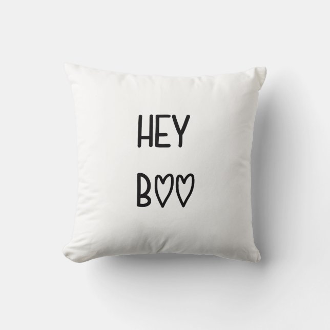 Almofada Heart Typography Hey Boo (Frente)
