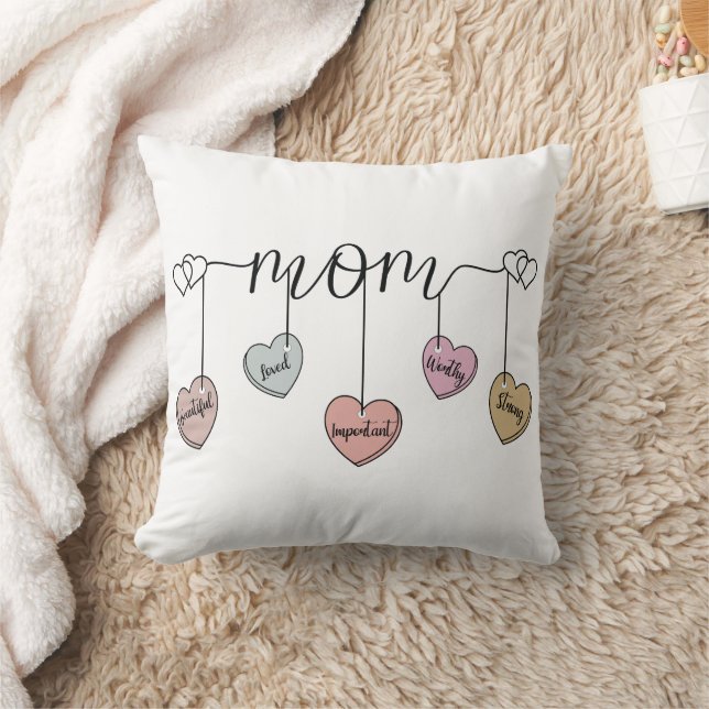 Almofada Heartfelt Mom Heart Charm: Mother's Day & Birthday (Cobertor)