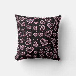 Almofada Hearts Seamless Pattern on Black Background