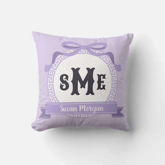Almofada Heather Purple Arco de Chaves Grego Inverso Monogr (Frente)