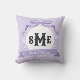Almofada Heather Roxo Reverso Chave Grega com Arco Monogram