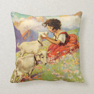 Almofada "Heidi e suas cabras" por Jessie Willcox Smith