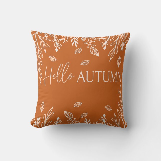 Almofada Hello Autumn Modern Typography Throw Pillow (Frente)