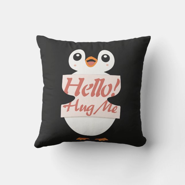 Almofada Hello! Hug Me - penguin costume personalization (Verso)