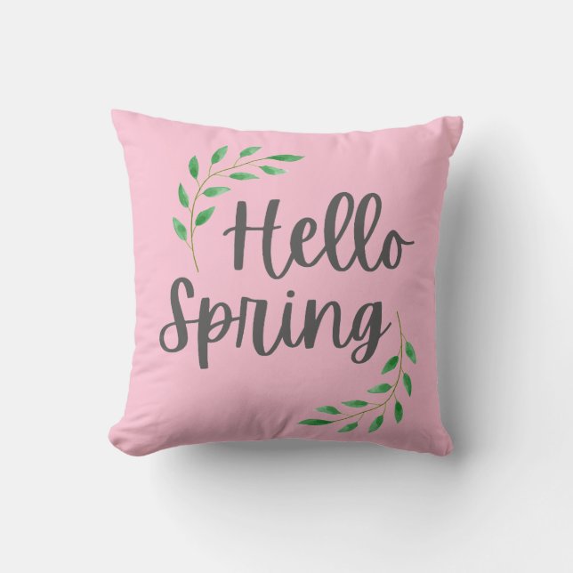 Almofada Hello Spring Floral Pastel Springtime Decor (Frente)