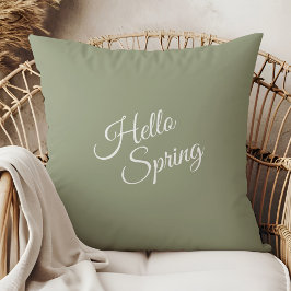 Almofada Hello Spring Sage Green Throw Pillow