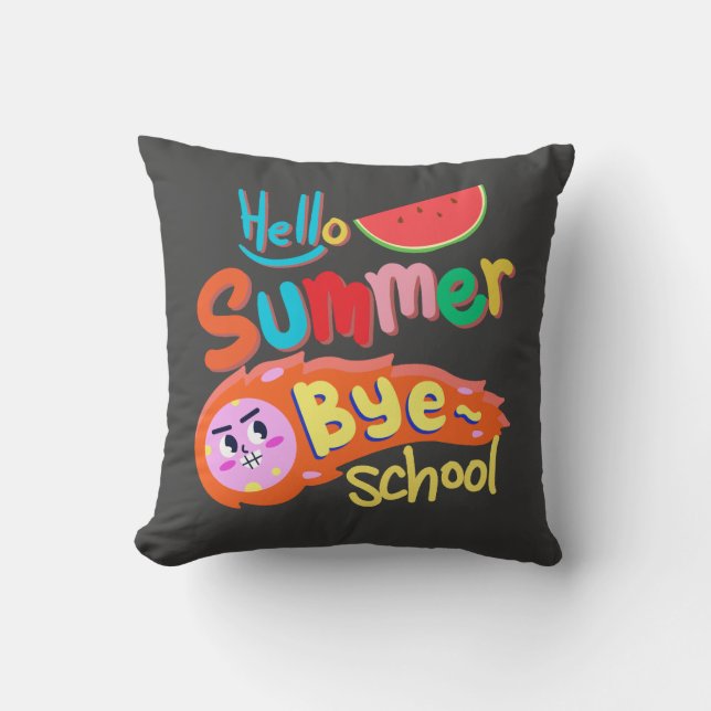 Almofada Hello Summer Bye School Throw Pillow (Frente)