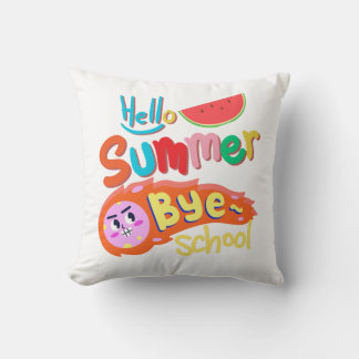 Almofada Hello Summer Bye School Throw Pillow