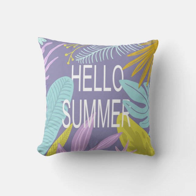 Almofada Hello Summer Tropical | Travesseiro decorativo mon (Frente)