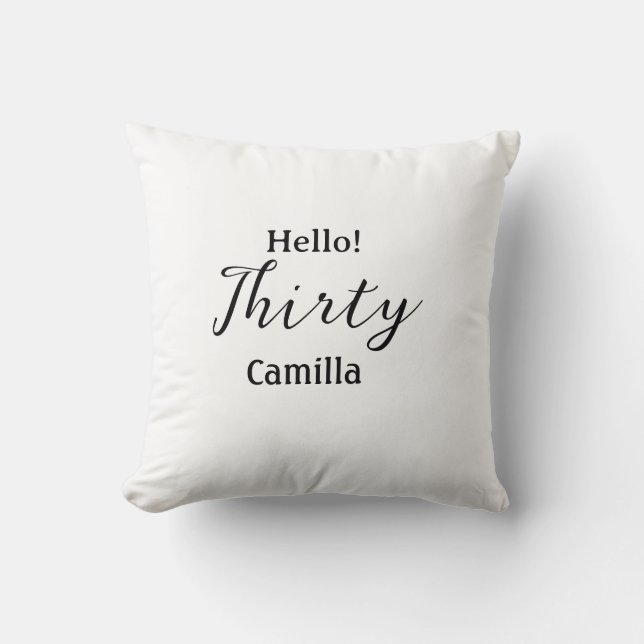 Almofada Hello thirty birthday name simple minimal elegant  (Frente)