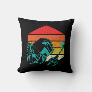 Almofada Helmet Silhouette Welder Gif De Soldadura De Vinta