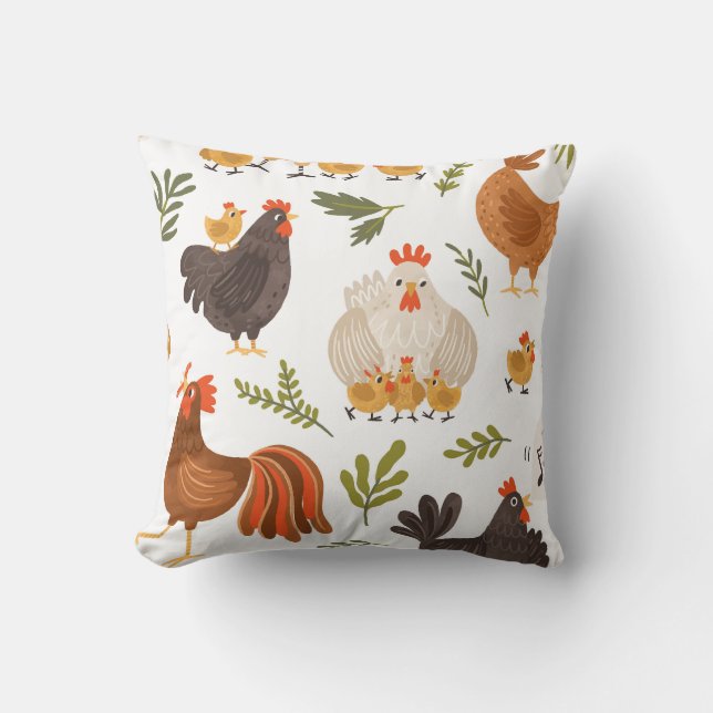 Almofada Hen, Travesseiro decorativo de frango (Frente)