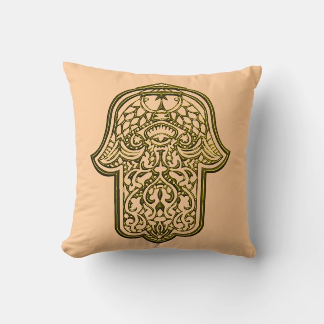 Almofada Henna Hand of Hamsa (Ouro) (Frente)