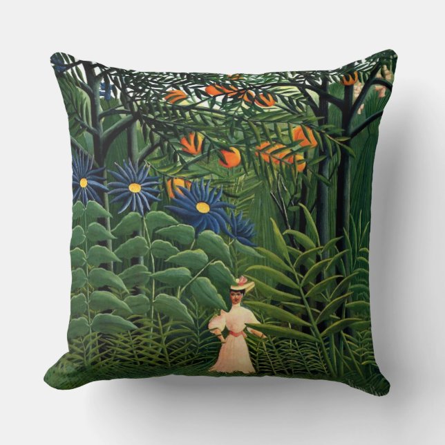 Almofada Henri Rousseau - Mulher caminhando em uma Floresta (Frente)