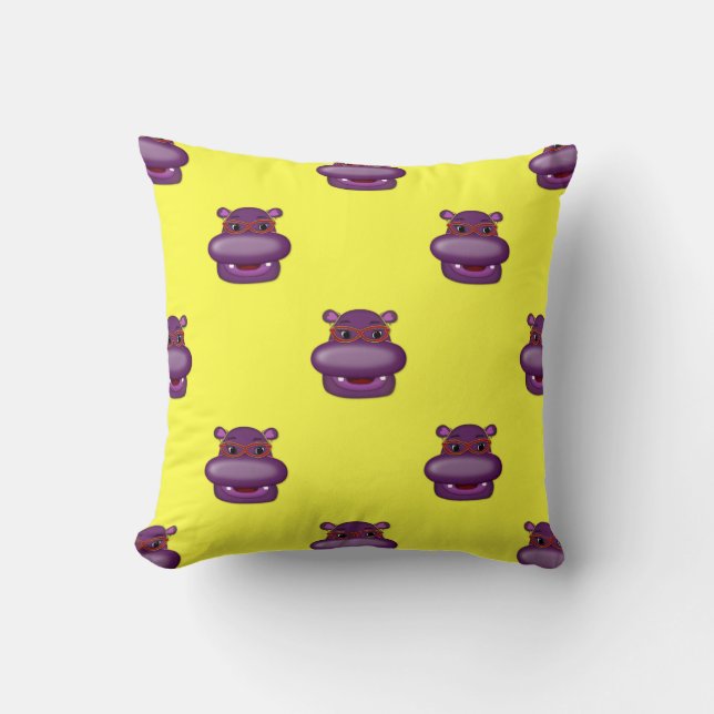 Almofada Henrietta Hippo Head Travesseiro decorativo-Yellow (Frente)