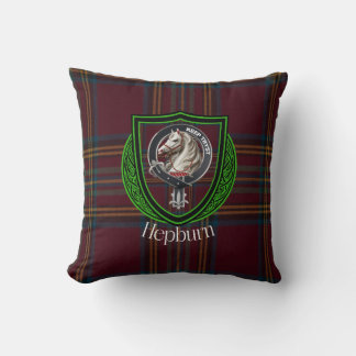 Almofada Hepburn Scottish Clan Tartan & Crest