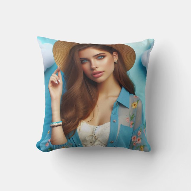 Almofada "Her gaze shines brighter than summer　クッション (Frente)