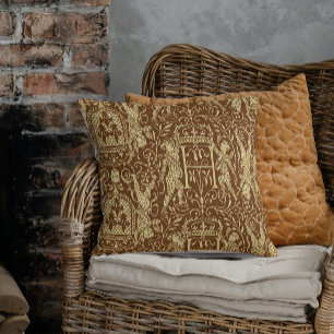 Almofada Heraldry Chateau Chic Brown e Beige medieval