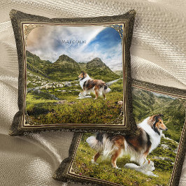 Almofada Herding Sable Rough Collie em Terras Altas Escoces