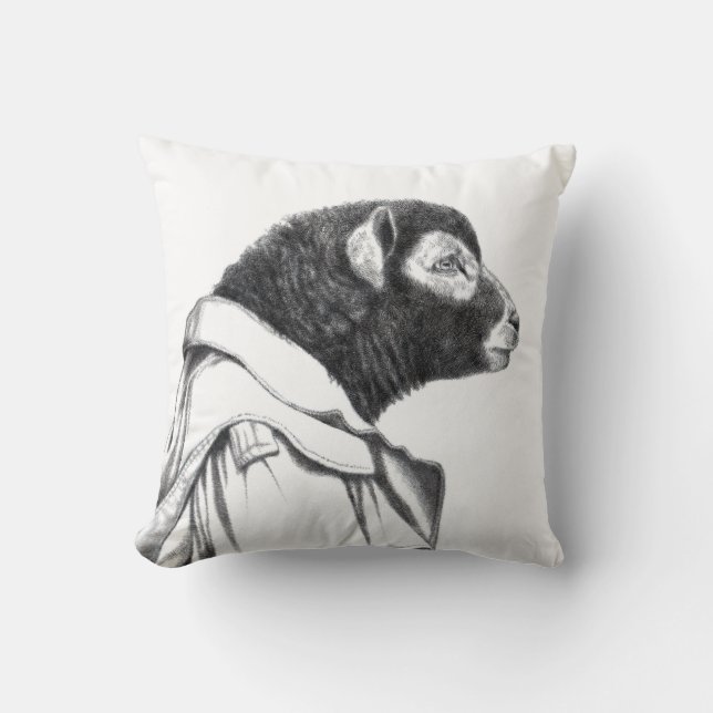 Almofada Herdwick Lamb em Trench Casaco (Neve) (Frente)