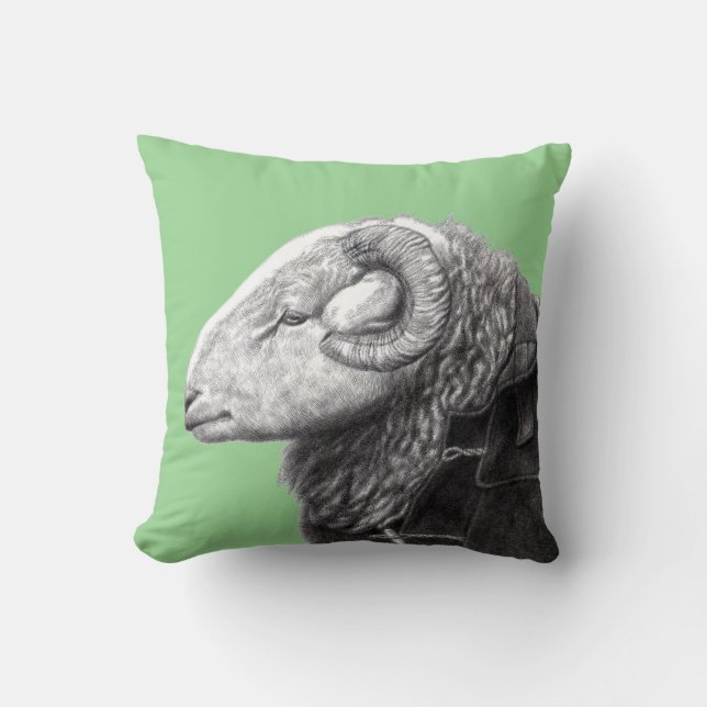 Almofada Herdwick Ram no Casaco Duffel (Moegi) (Frente)