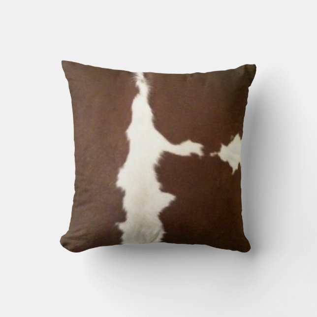 Almofada Hereford Brown e White Faux Cowhide Throw (Frente)