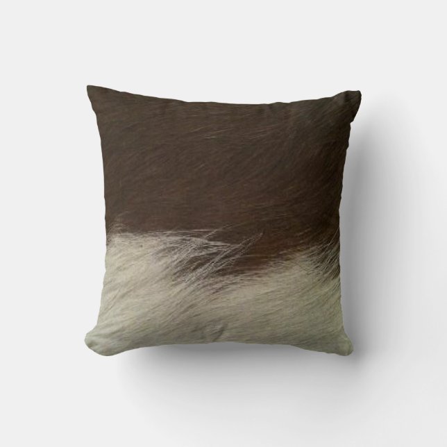Almofada Hereford Brown e White Faux Cowhide Throw (Frente)