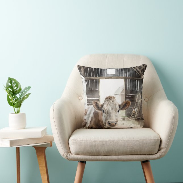 Almofada Hereford Cow e Rooster em Barn (Cadeira)