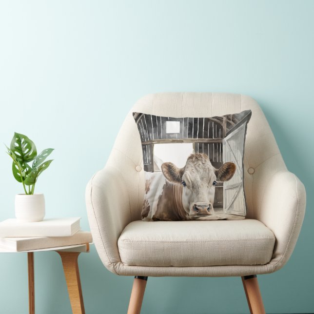 Almofada Hereford Cow Em Barn (Cadeira)