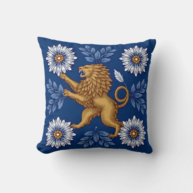 Almofada Heritage Motif Lion Throw Pillow (Frente)