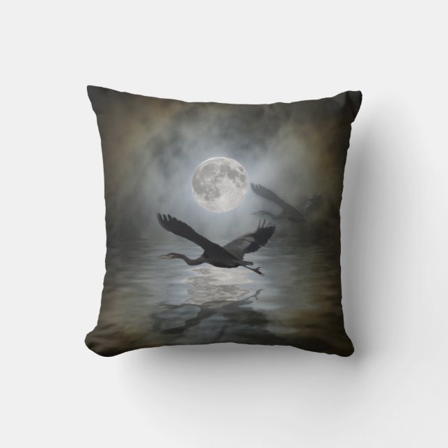 Almofada Heron Moon Fantasy Wildlife Animal Heron-lover (Frente)
