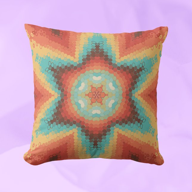 Almofada Hex Mandala Orange Blue e Amarelo (Criador carregado)