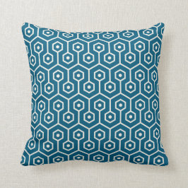 Almofada Hexágono Moderno - Azul-padrão Honeycomb