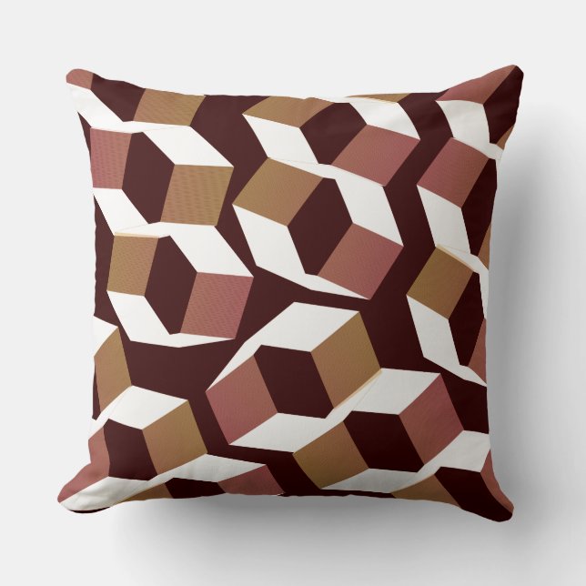 Almofada Hexágonos avermelhados estranhos sobre fundo verme (Frente)