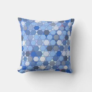 Almofada Hexágonos em tons de azul