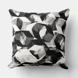 Almofada Hexágonos preto e branco em pixelização