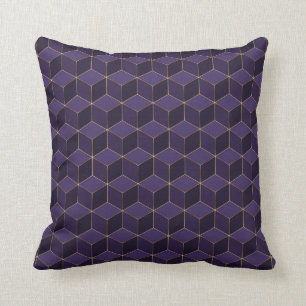 Almofada Hexágonos roxos reais e detalhes do ouro