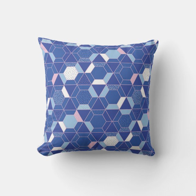 Almofada Hexágonos, triângulos: padrão de abstrato geométri (Frente)