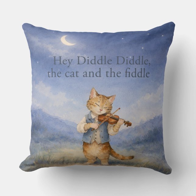 Almofada Hey Diddle Diddle Cat and Fiddle Storybook Nursery (Frente)