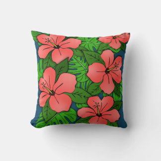 Almofada Hibisco Pêssego & Monstera