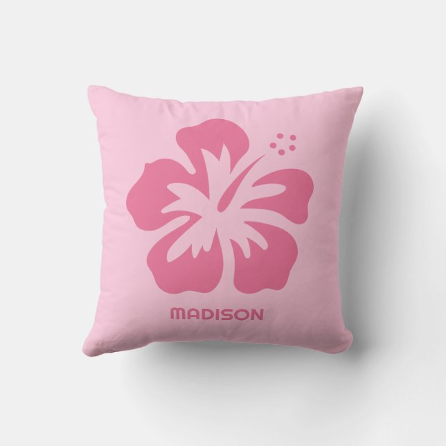Almofada Hibiscus de nome personalizado (Verso)