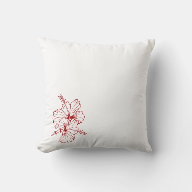 Almofada Hibiscus Square Pillow | Elegant Floral Throw Pill (Frente)