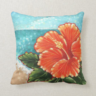 Almofada "Hibiscus travesseiro decorativo pela praia"