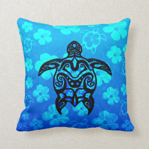 Almofada Hibiscus tribal da tartaruga