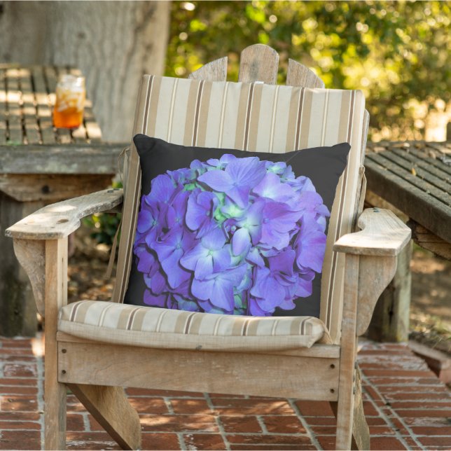Almofada Hidríngia púrpura e lacrimal, flores azuis roxas (Cadeira)