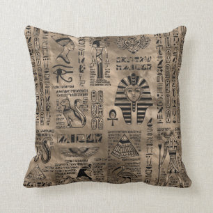 Almofada Hieroglyphs e deidades egípcios - ouro luxuoso