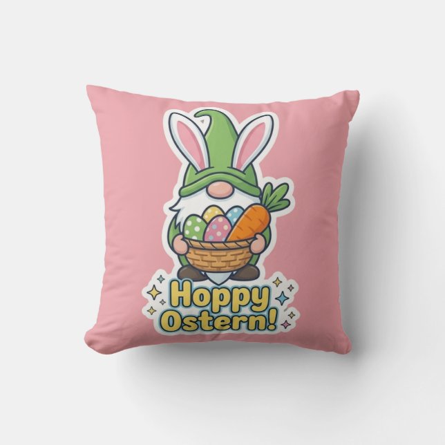 Almofada High-quality "Hoppy Easter" gnome illustration (Frente)