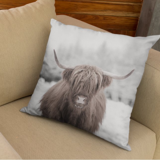 Almofada Highland Cow Scotland - Fazenda russa (Criador carregado)
