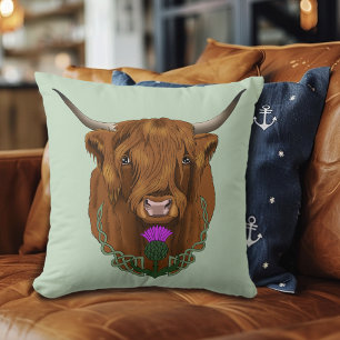 Almofada Highland Scottish Cow Purple Celular Knot Work